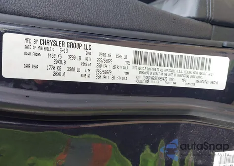 2013 Dodge Durango Sxt из США, поврежденный, VIN 1C4RDHAG9DC685478